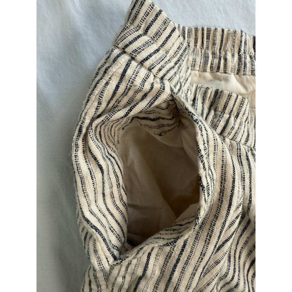 Eileen Fisher Organic Cotton Striped Pants Elastic Black Tan Size MEDIUM Pockets - Picture 4 of 10